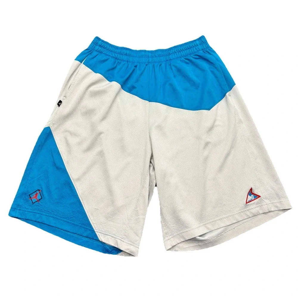 VTG Air Jordan Flying Mesh Basketball Shorts Mens XL Blue White Baggy Y2K Retro